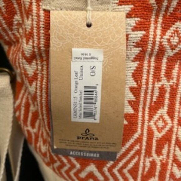 Prana Soleil Satchel Orange Cream Cotton Canvas Crossbody Tote Bag - Picture 8 of 12